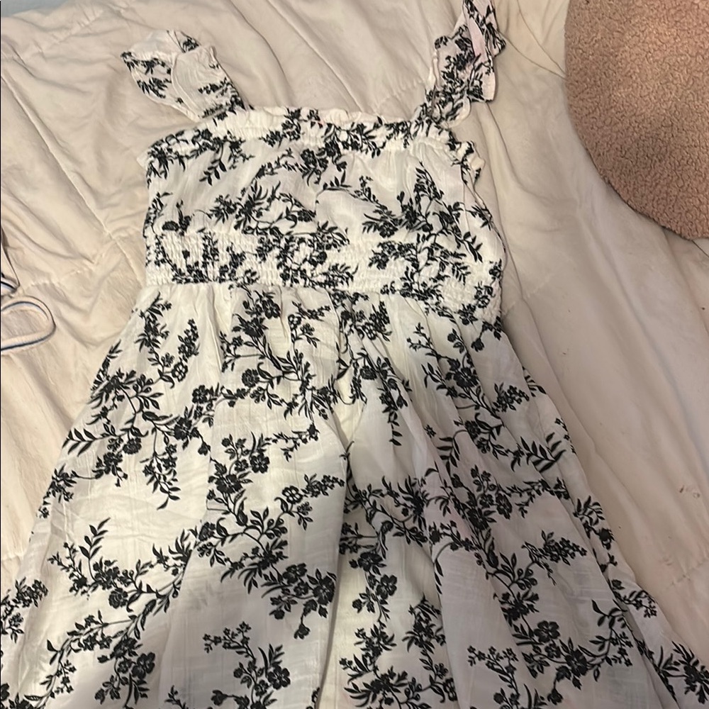 Blush Black and White Floral Top